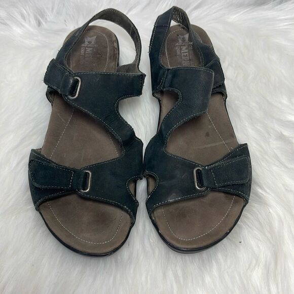 Mephisto Black Nubuck Asymmetrical Strap Sandals Sz 40/US 10 - Picture 2 of 7